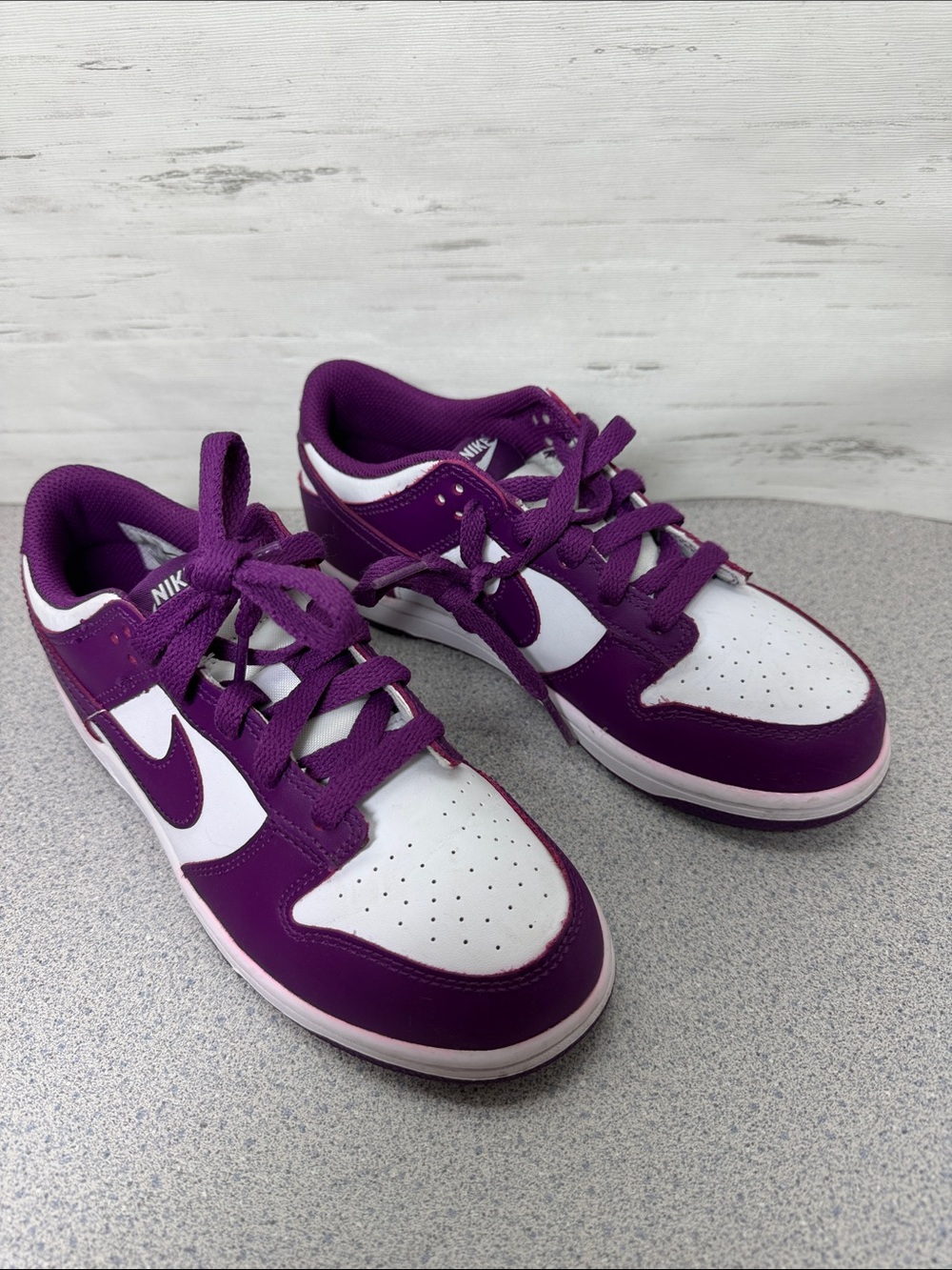Nike Kids Purple & White Low-Top Sneakers with Swoosh Accent
